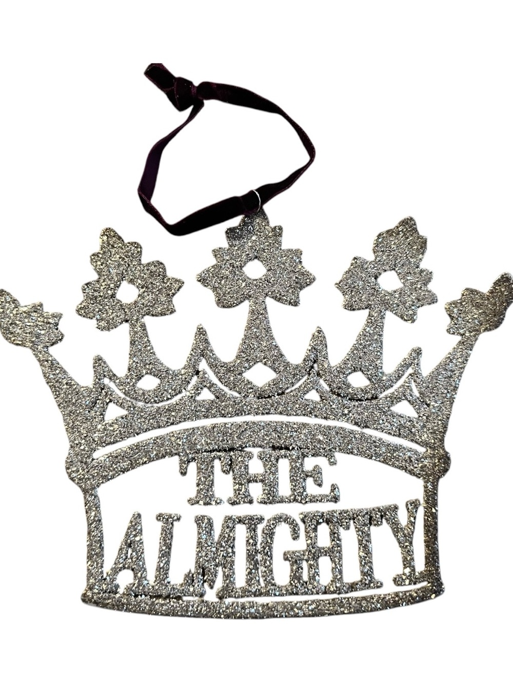 Silver Glitter 'The Almighty' Crown 6 Hanging Ornaments